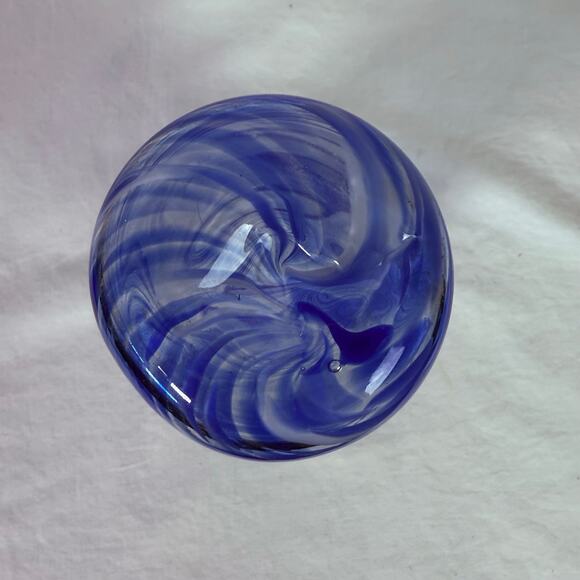 Cool Cobalt Blue White & Clear Art Studio Drinking Glass Tumbler Collectible - Picture 5 of 5